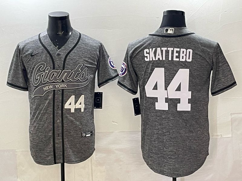 Men 2025 New York Giants #44 Skattebo Grey Joint Name Nike Limited NFL Jersey 05